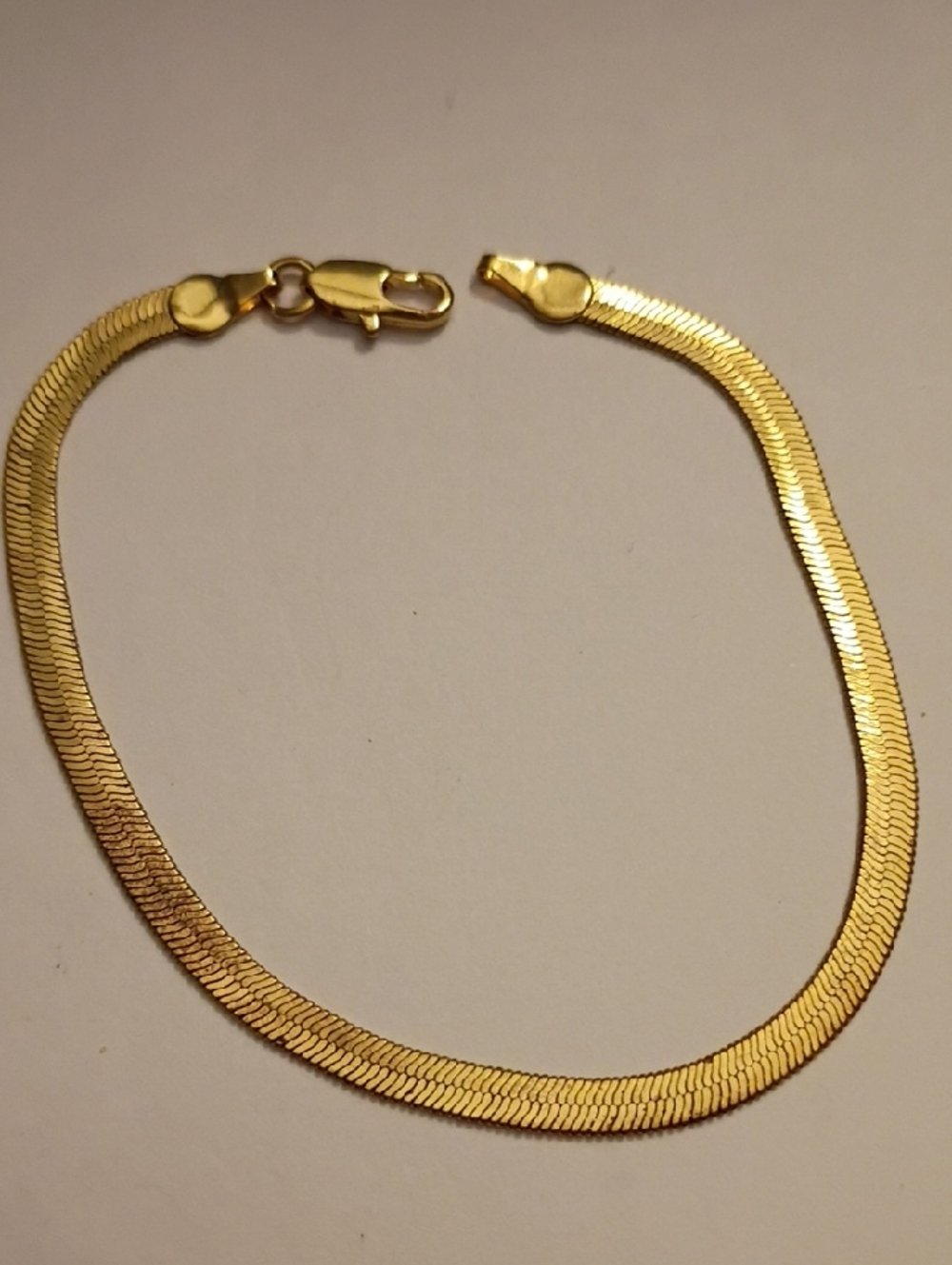 Gold Mens Herringbone Chain Bracelet